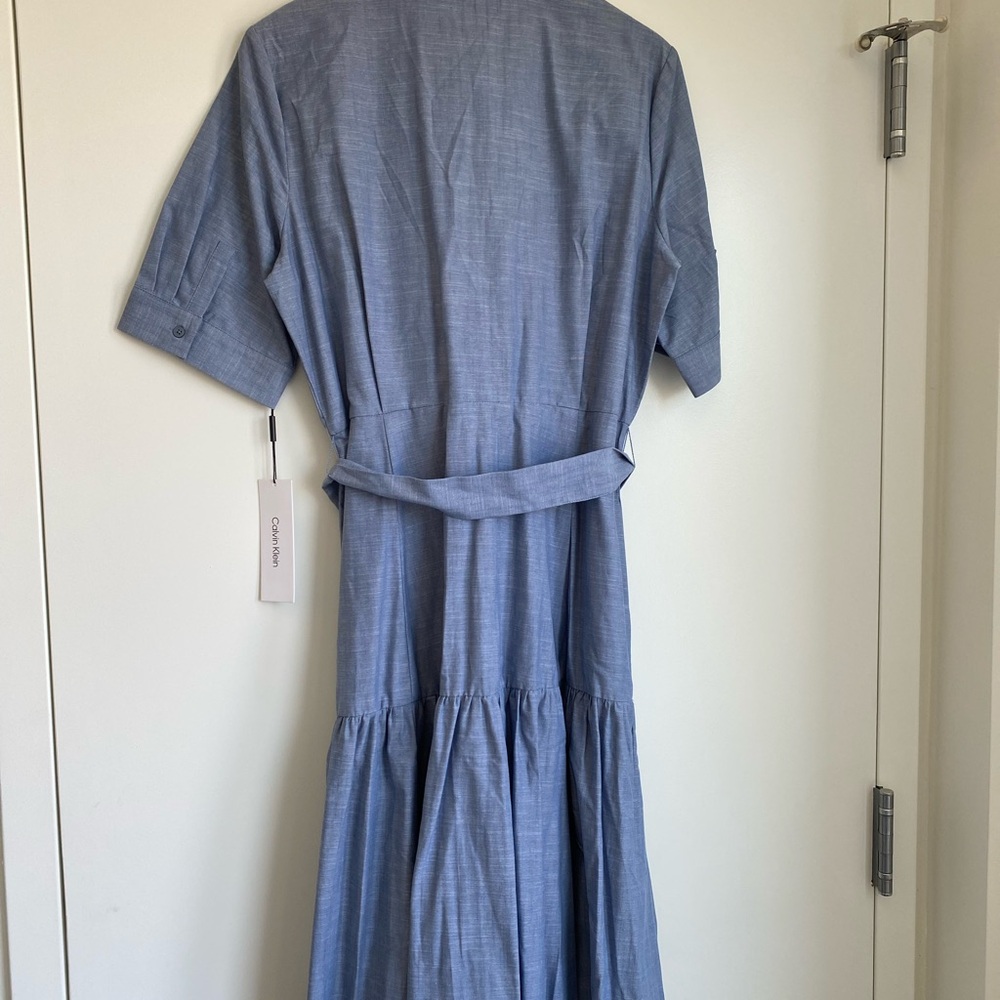 NEW Calvin Klein Tiered Belted Dress - Picture 3 of 7
